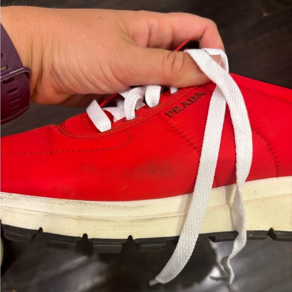 Prada red canvas sneakers size 38. - Picture 3 of 4